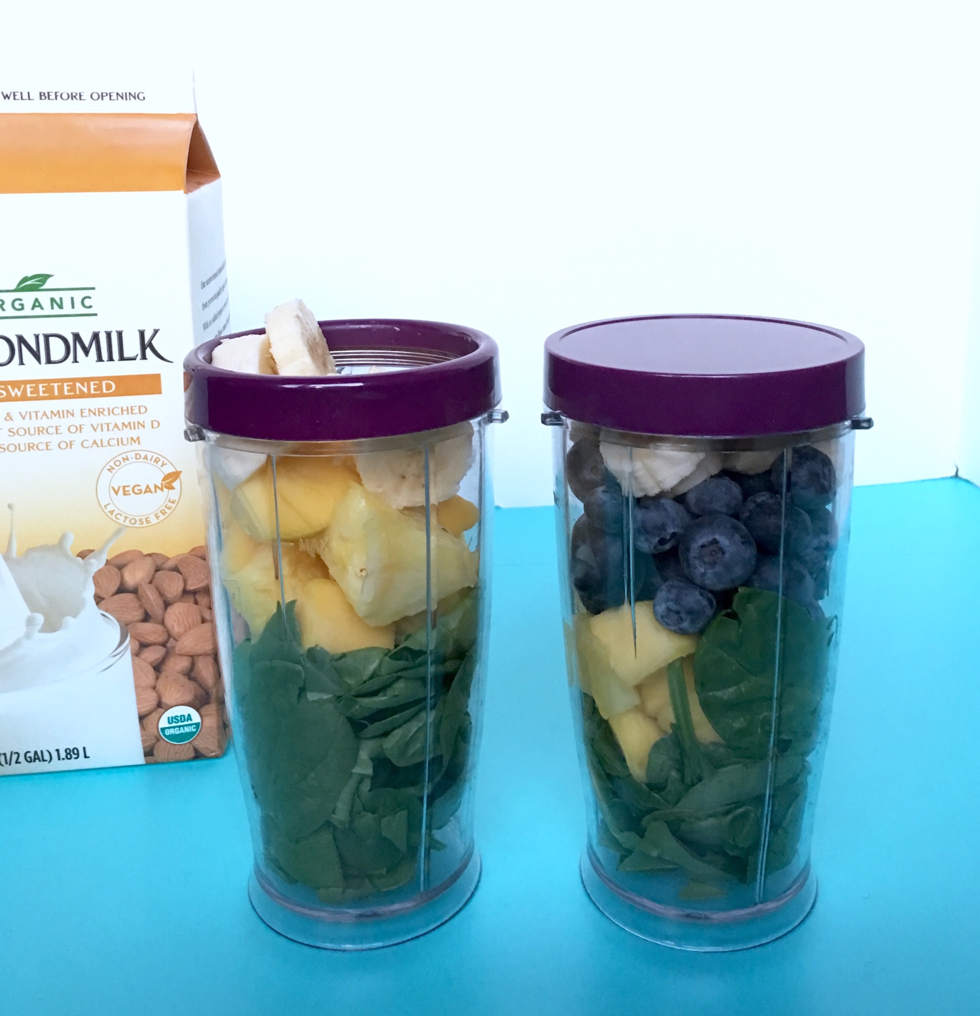 Green smoothies with spinach mango pinapple banana blueberries Green smoothies with spinach mango pinapple banana blueberries