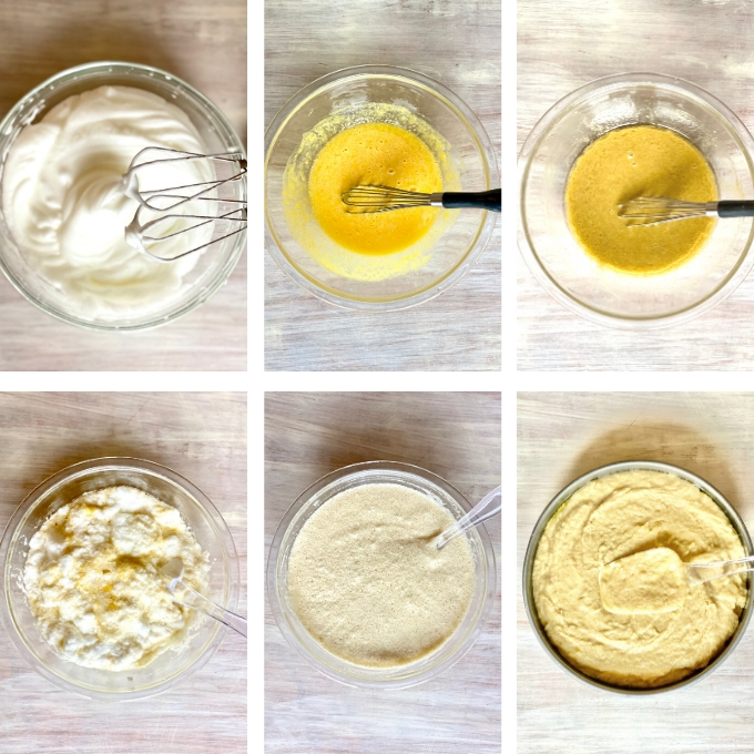 process pics for flourless almond cake