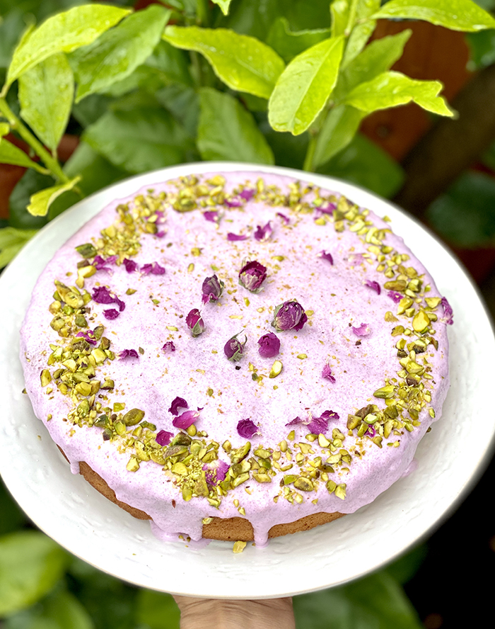 Flourless Almond Cake on a platter