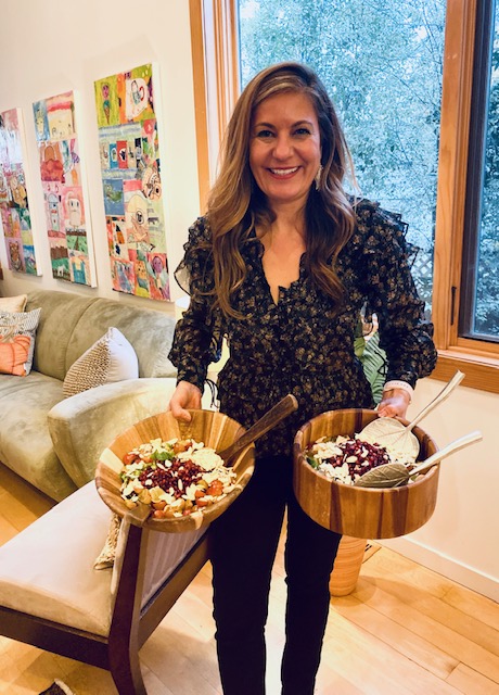 Serving Thanksgiving Pomegranate Apple Kale Salad Serving Thanksgiving Pomegranate Apple Kale Salad