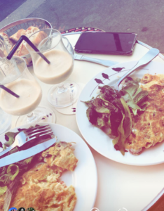 French omelette with greens and vinaigrette