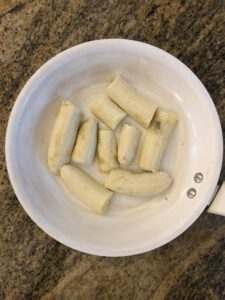 sliced bananas in a pan