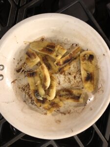carmelizing bananas in a pan