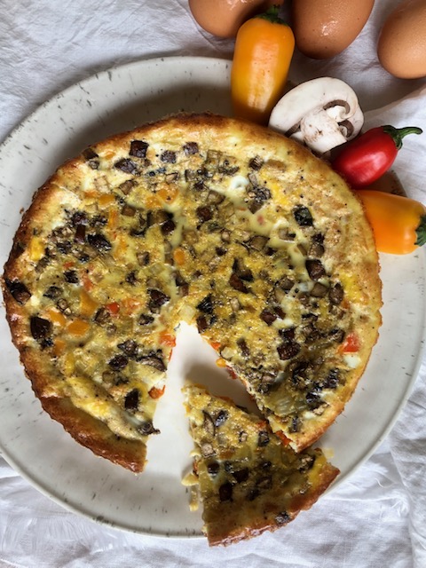 Crustless Vegetable Quiche Frittata Slice