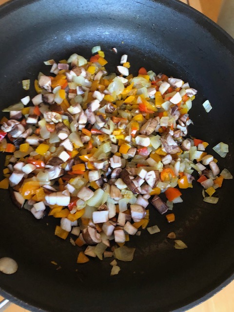 Sauté vegetables in olive oil until soft