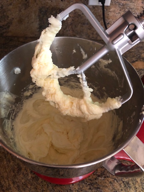 citrus pound cake batter in stand mixer