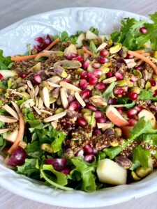 Thanksgiving Pomegranate Apple Kale Salad with Honey Dijon Dressing
