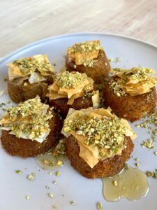 Honey sweetened gluten free baklava cake