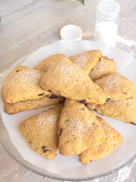 Carrot tahini scones in a serving platter Carrot tahini scones in a serving platter