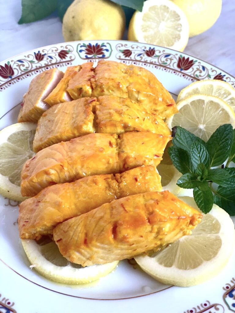 Saffron easy marinated salmon fillets