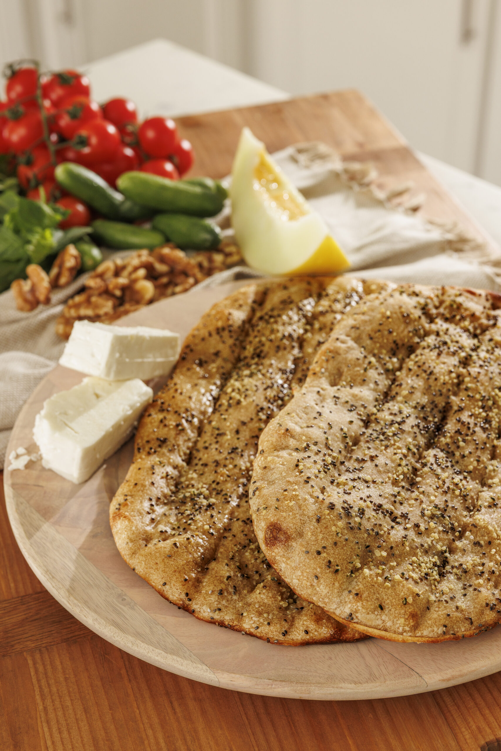 Barbari bread with vegetables